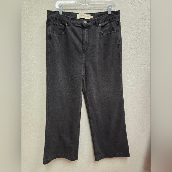 Soft Surroundings Size 14 Washed Black High Rise Wide Leg Jeans - Picture 1 of 5